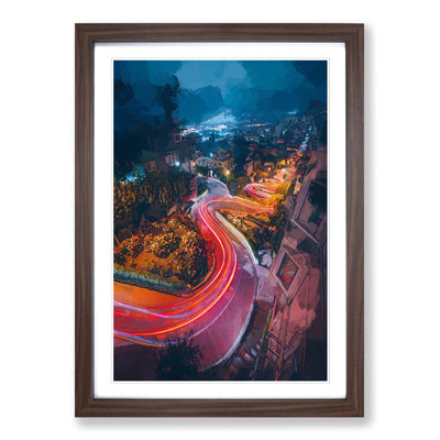 Top of Lombard Street in San Francisco in Abstract - Picture Frame Graphic Art Print
