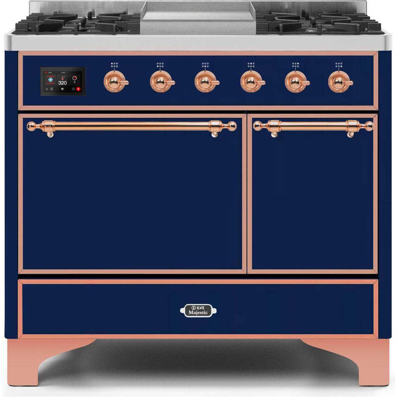 ILVE Majestic II 40 in Dual Fuel Range, Blue Gray/Chrome, Liquid Propane