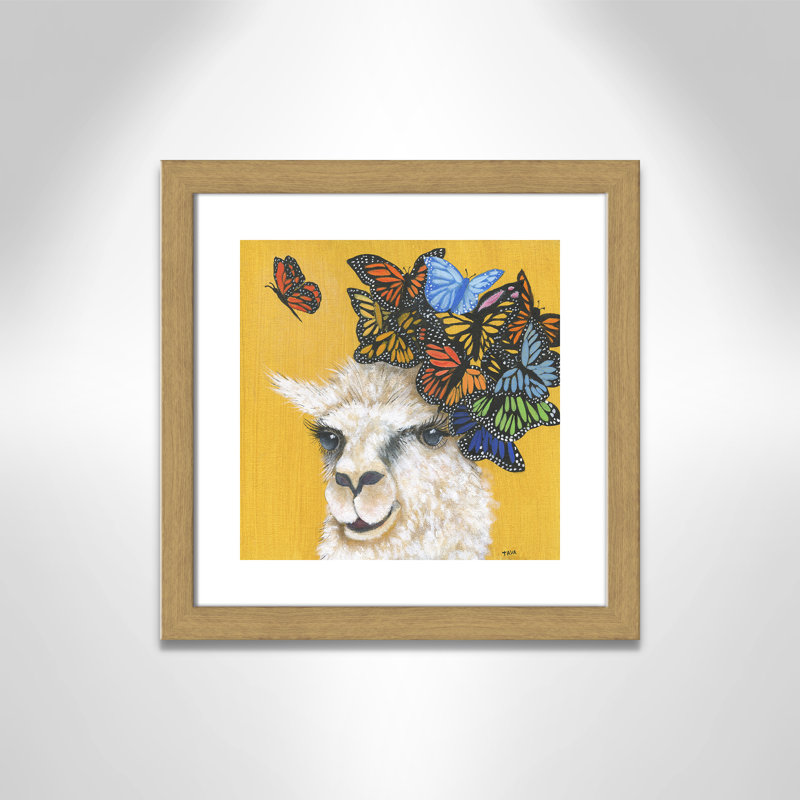 Art sur toile llama, H 18 po x l 18 po x P 0,625 po, Cadre en chêne