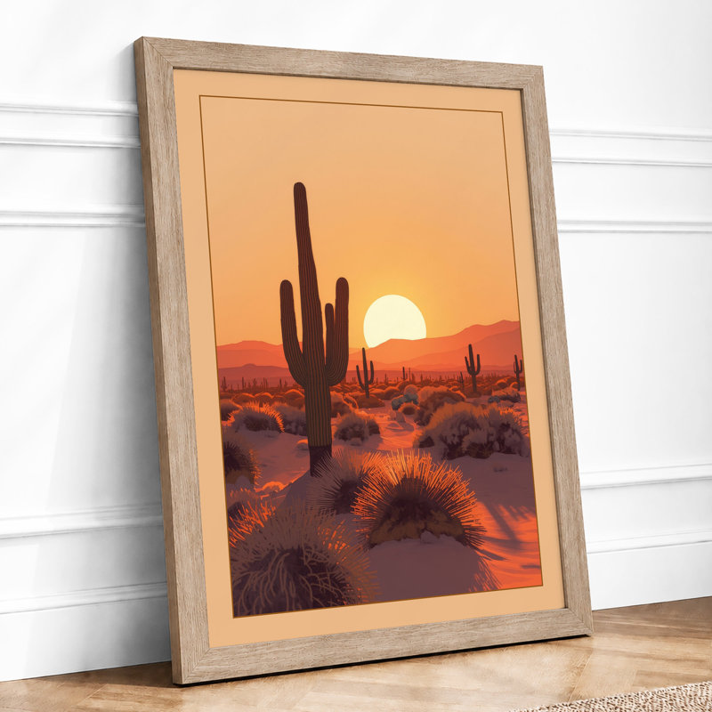 Desert Sunset Landscape - Framed Print, A1 - 84.1 x 59.4 cm, Oak