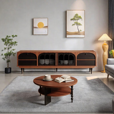 American Style Wood TV Stand and Coffee Table Set