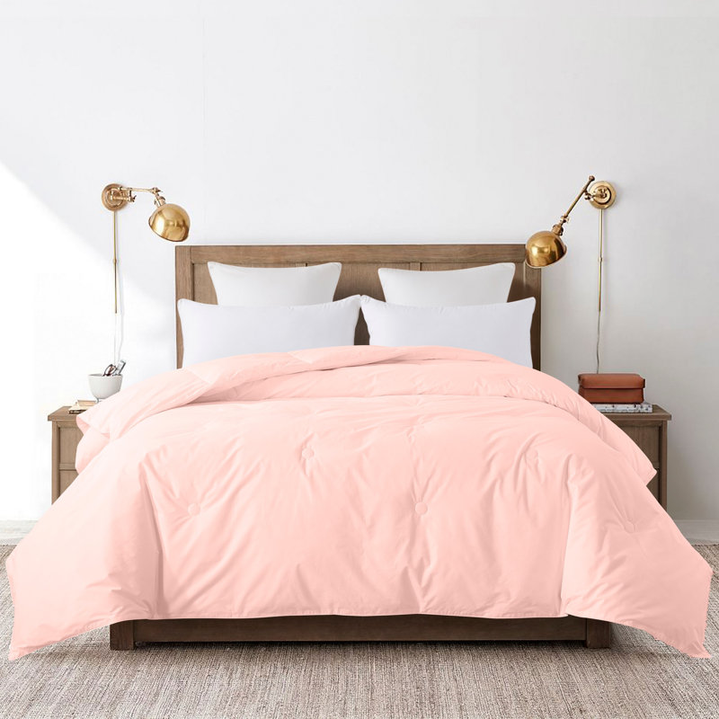 Button Stitch Down Alternative Comforter Polyester Ring Stitch Comforter, Twin Comforter, Blush