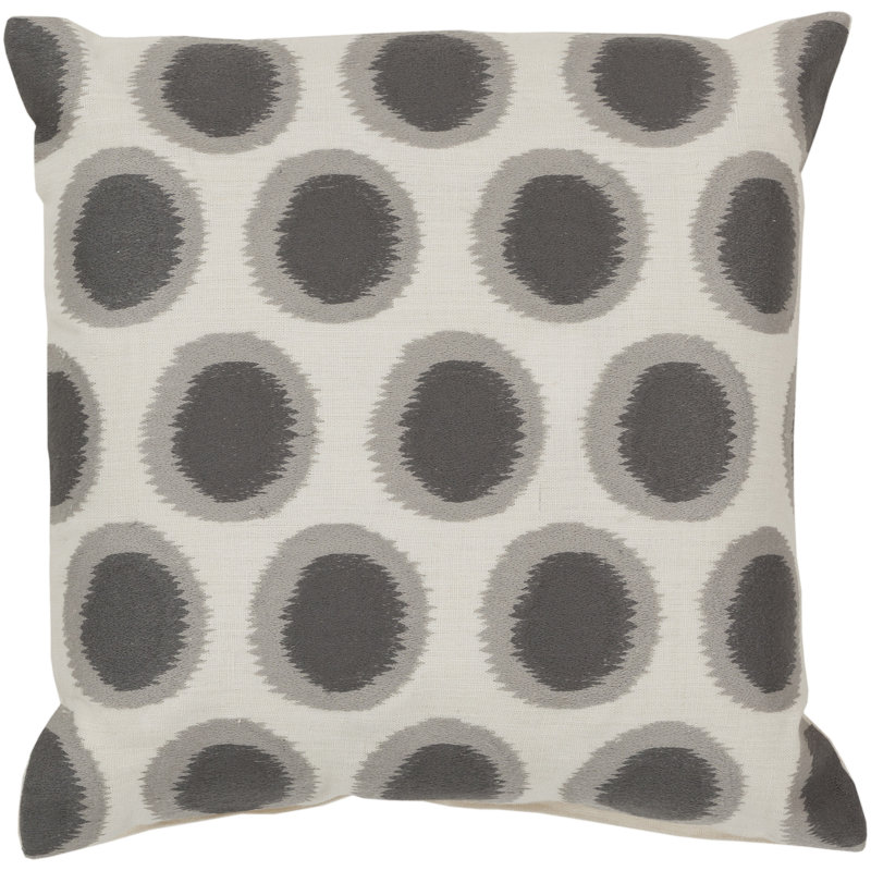 Polka Dots Throw Pillow, Gray, Polyester, 22"H x 22"W