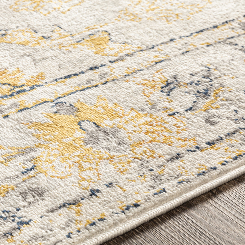 Cabe Oriental Yellow Area Rug, Rectangle 6'7" x 9'