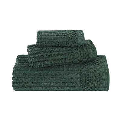 8-Piece Checkered Border Cotton Towel Set