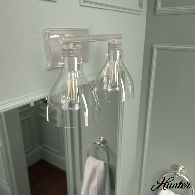 Brushed Nickel Dual Glass Shade Outdoor Vanity Light