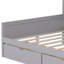Structure de lit de jour double avec fonction de rangement 3 armoires et 2 tiroirs, structure en bois Matériau de structure de lit en L avec bureau d'étude et bibliothèque intégrée, cadre de lit multifonctionnel pour chambre d'amis, gris