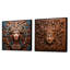 Masque Mesoamérican en terre cuite - ensemble de 2 collages carrés mexicains-122206553-122206554