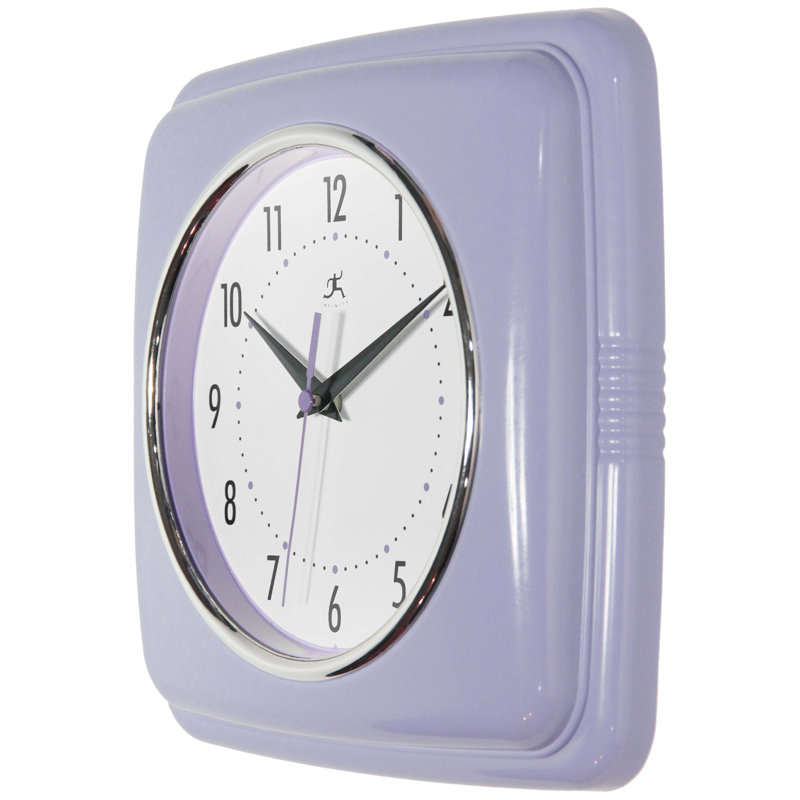 Orrwell Square Plastic Wall Clock 9.25 Inches, Lilac