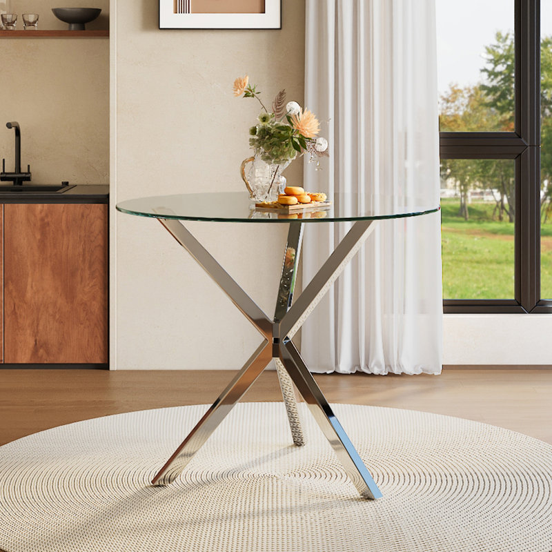 Denaro Round Dining Table with Iron Base
