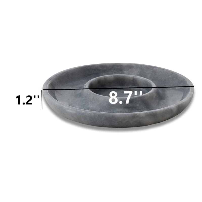100% Marble Round Bathroom Tray, Gray