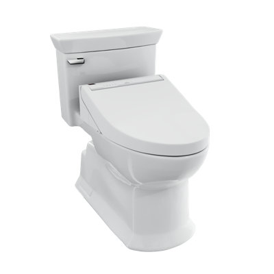 TOTO WASHLET+ SoirÃ©e Elongated 1.28 GPF Universal Height Toilet with C5 Bidet Seat, Cotton -  MW9643084CEFG#01