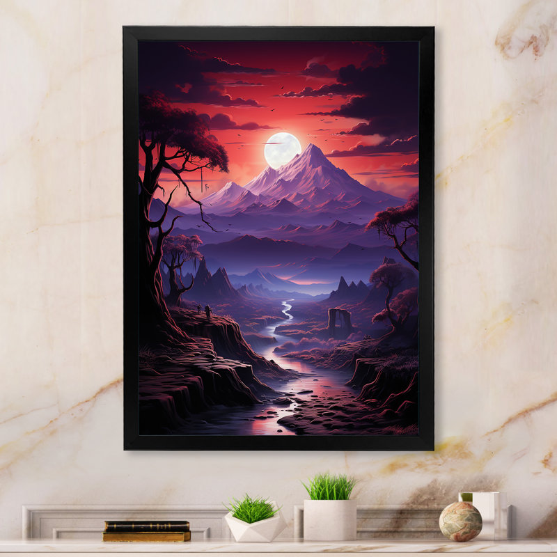 «Volcano Volcanic Twilight I», reproduction sur toile, Cadre simple noir, H 32 po x l 24 po x P 1 po