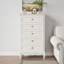 Commode 5 tiroirs pour chambre à coucher, armoire de rangement moderne avec pieds en bois massif et peint