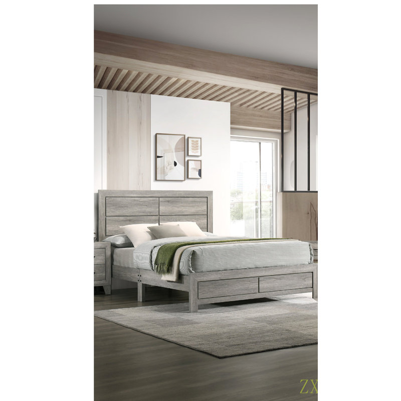 Tête de lit plateforme 1pc, Gris, Lit double