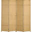 Room Divider 4 Panel, 5.6' Tall For Home. Natural Wood Theme With Hand-Woven Pattern. Versatile Partition. Made Frame & Polypropylene Webbing. Lightweight And Foldable. No Assembly Required Panel