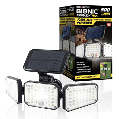 Projecteur solaire Bell+Howell Bionic Max, activé par le mouvement, grand angle et résistant aux intempéries