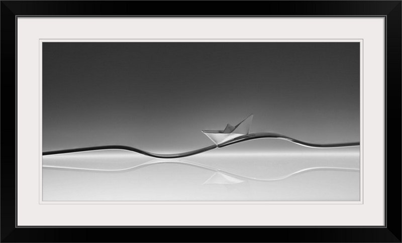 «Straub Wave» par Nadav Jonas - impression d'art graphique, Cadre noir, H 20 po x l 32 po x P 1 po