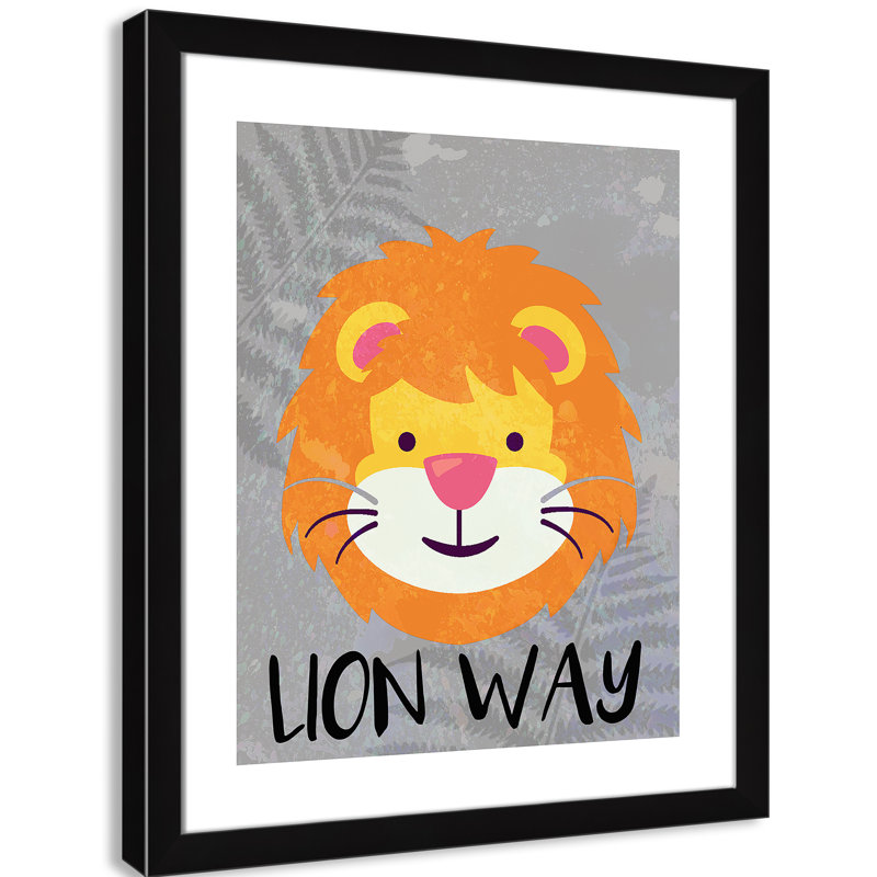 Impression sur papier Lion Way, H 24,5 po x l 20,5 po x P 0,6 po, Encadré plat noir
