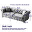 85,5 po avec coussins élégants en tissu gris, 3 places, accoudoirs roulés et boutons décoratifs en tissu gris-628376698