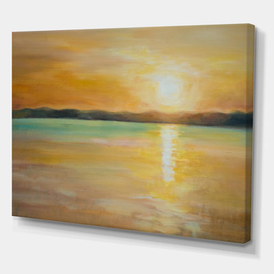 Coucher de soleil jaune à l'horizon - Peinture sur toile