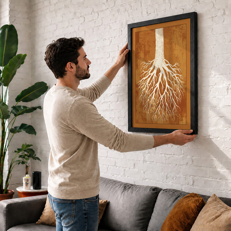Rooted Foundation Botanical - Framed Print, A1 - 84.1 x 59.4 cm, White