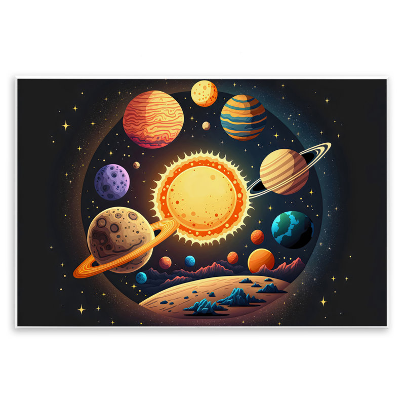 Plaque murale ronde pour système solaire cosmique, design by Creative Studio, H 10 po x l 15 po