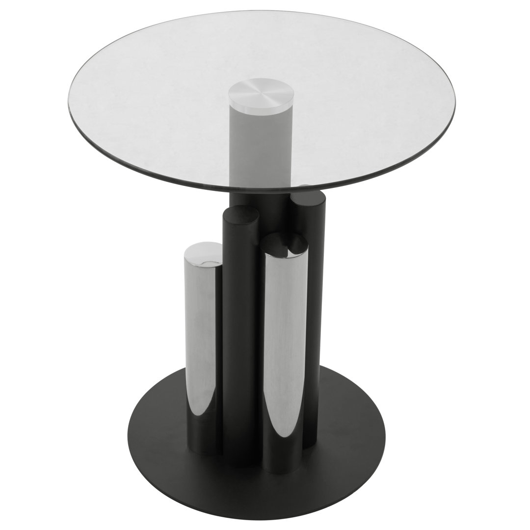 Glass Gold And Black Base Side Table