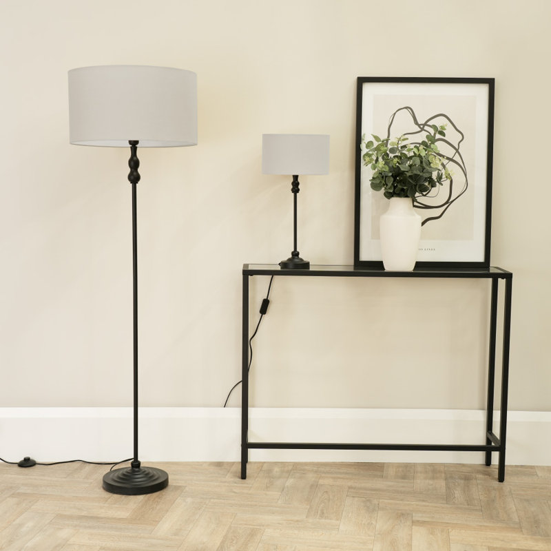 Reselva 151cm Traditional Floor Lamp, White, Black