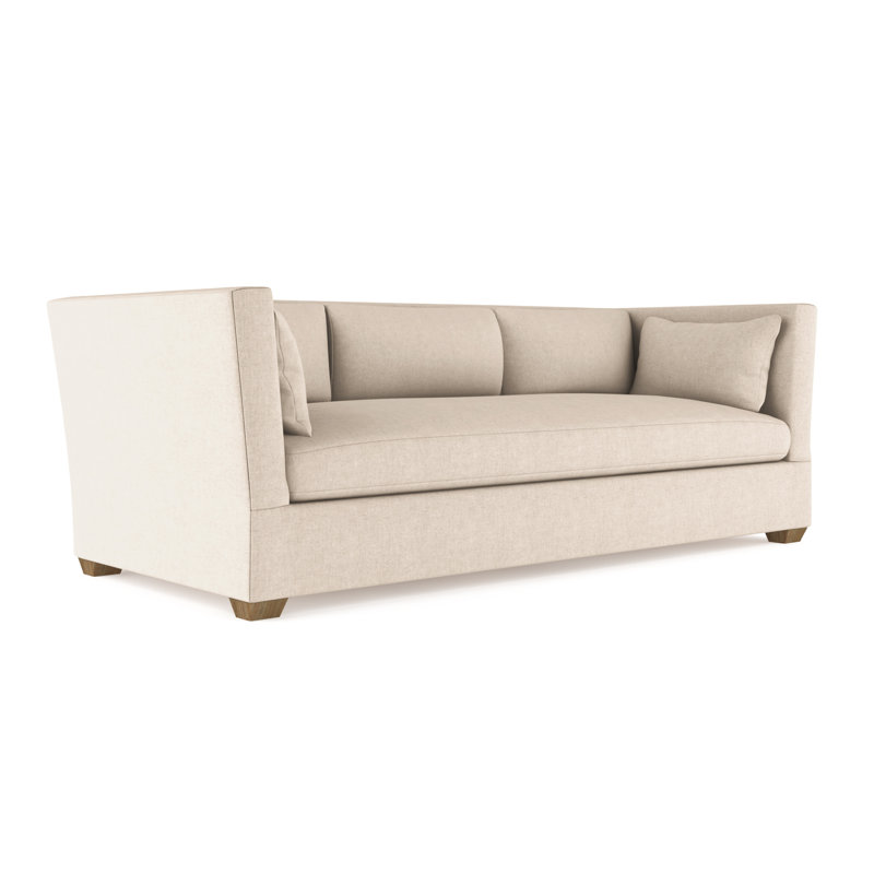 Canapé Rivington, Velours moelleux huître, H 31 po x l 108 po x P 41 po, Patiné
