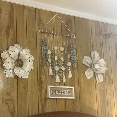 Décoration murale en bois d'eucalyptus artificiel en bois 16,5 po
