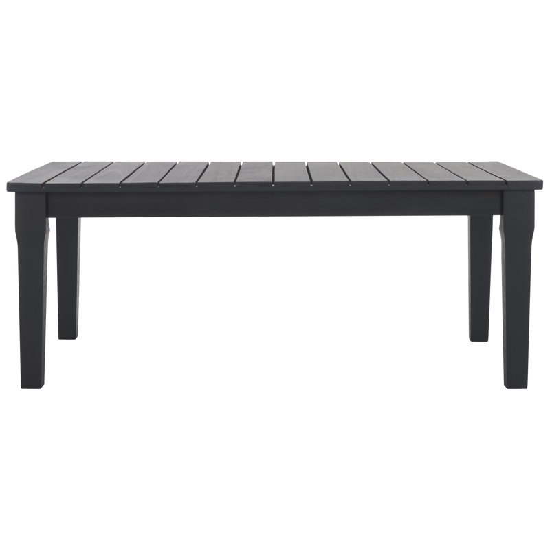 Black Solid Wood Rectangular Patio Coffee Table