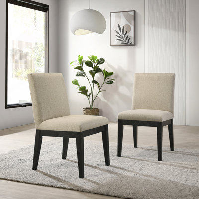 Ensemble de 2 chaises de salle à manger rondes en bois massif Roundhill Furniture Rocco, beige