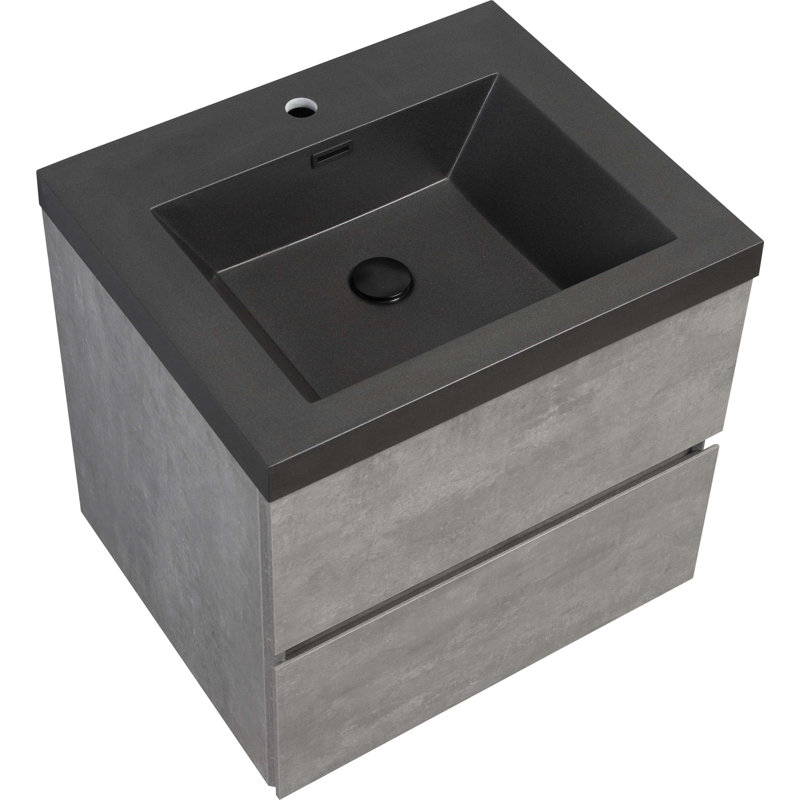 Meuble-lavabo mural 24 po avec lavabo et rangement mural moderne