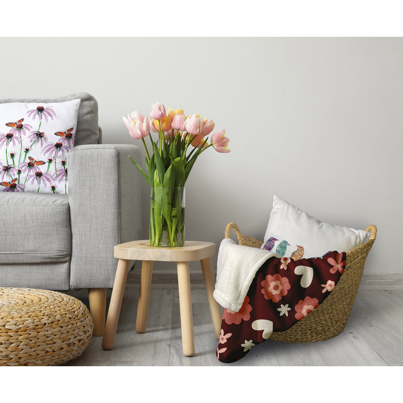  Couverture en molleton Flowery Love, 30 po x 40 po, Rouge