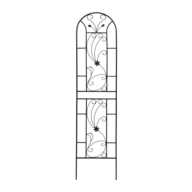 Treillis de jardin en métal noir antirouille, 220 x 50 cm, motif paon, pour rosiers et haricots, extérieur.