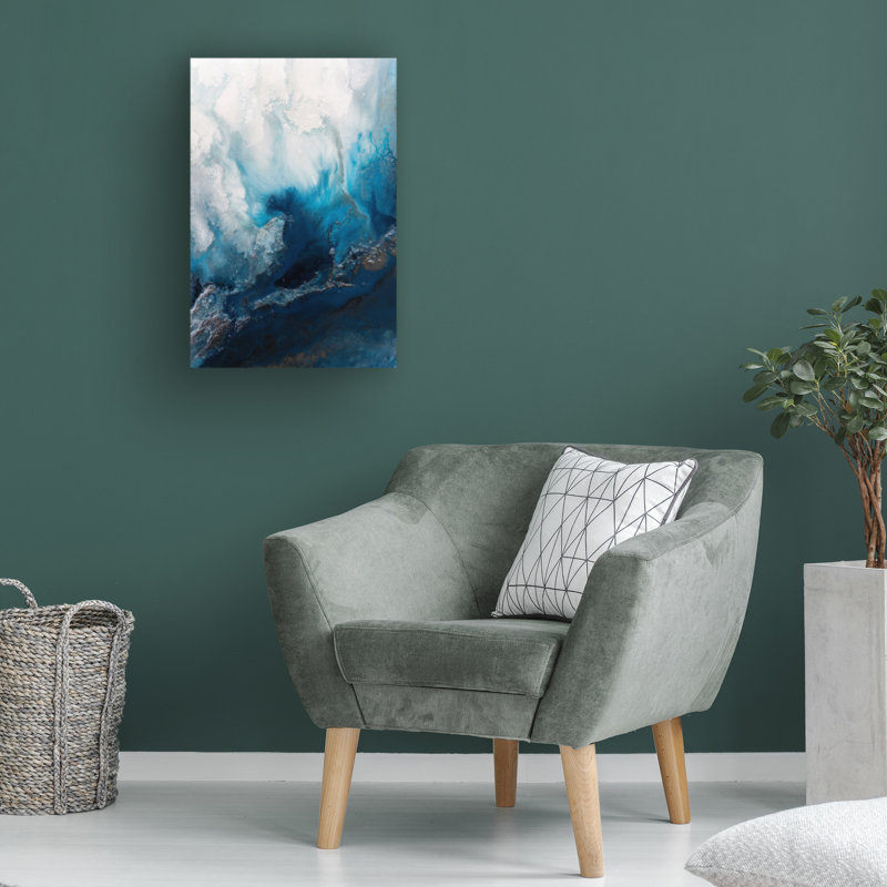 Œuvre sur toile bleu Petra, H 19 po x l 12 po