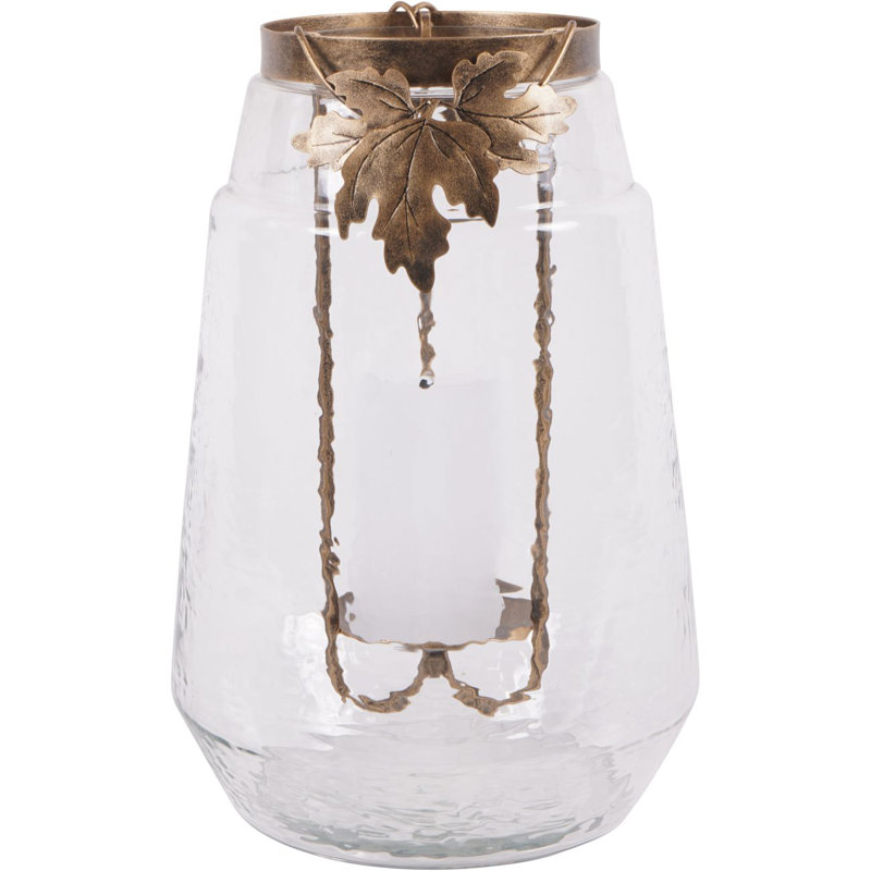 Glass Tabletop Hurricane, 37 cm H x 24.5 cm W x 24.5 cm D