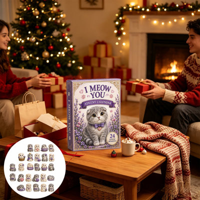 Décorations de Noël, chats, calendrier de l'Avent, 24 pièces, ensemble d'ornements de Noël en acrylique, décorations d'arbre de Noël pour Noël
