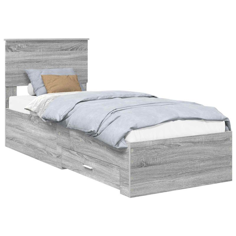 Bed, Silver/Grey Sonoma, Small Single (2'6)
