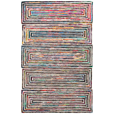 Tapis en laine / coton touffeté à la main Nantucket en brun / rose / bleu