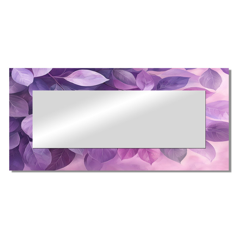 Lilac Leaves Canopy Of The Forest I - Floral Wall Mirror Art - Printed On Metal, 28" x 60"