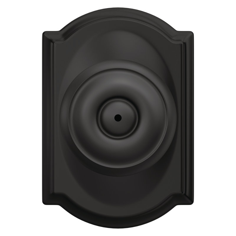 Georgian Privacy Knob with Camelot Trim, Matte Black