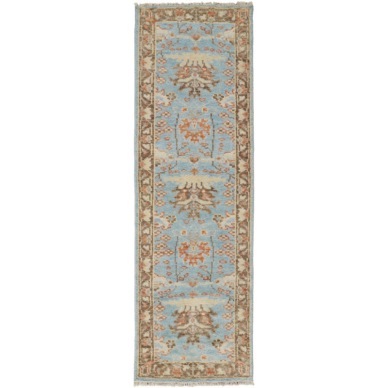 Beall Hand Knotted Wool Oriental Area Rug, Runner 2'6" x 8'