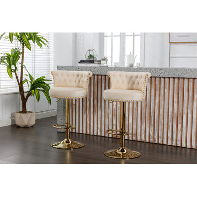 Ensemble de 2 tabourets de bar pivotants réglables à hauteur de comptoir avec repose-pieds pour la cuisine