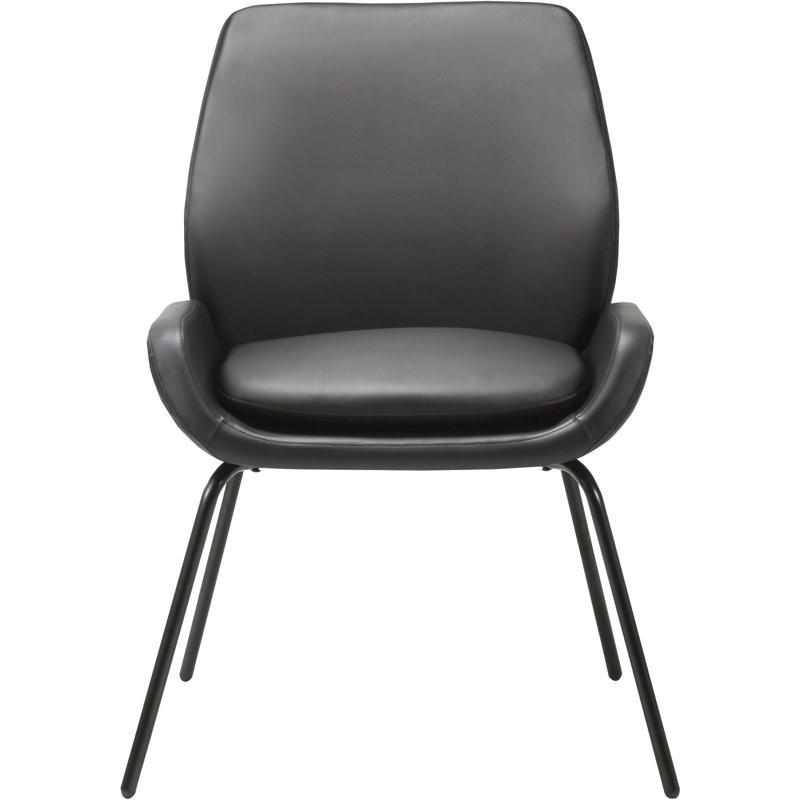 Black Bonded Leather Guest Chair with Metal Frame