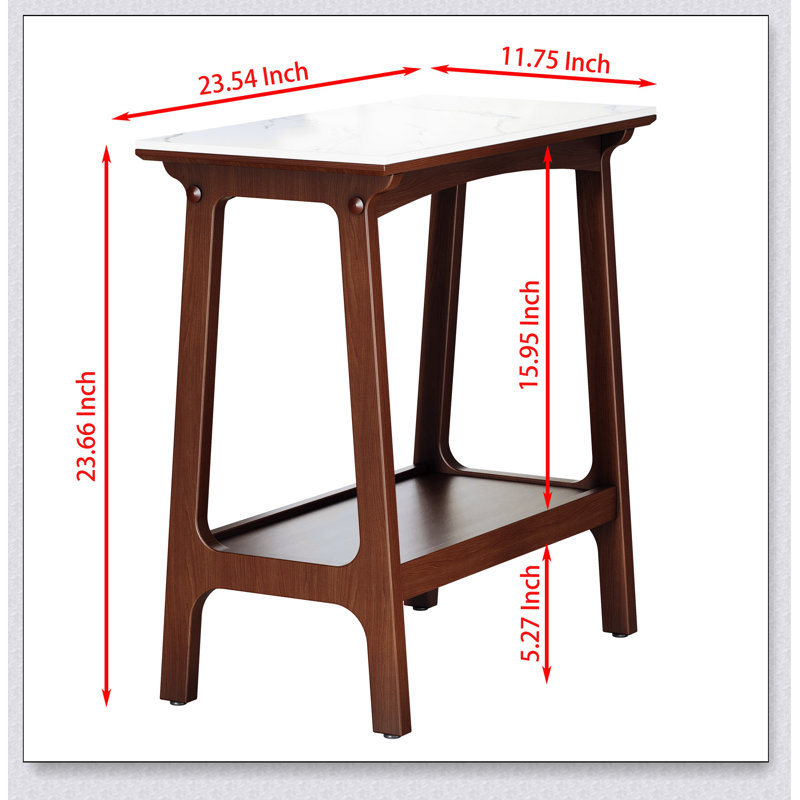 Table d'appoint en ardoise rétro avec tablette de rangement - Finition brun rougeâtre, table de bout peu encombrante pour le salon et la chambre à coucher