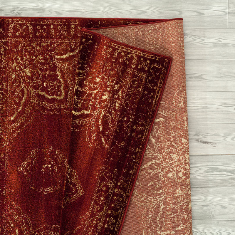 Tapis bourgogne à motif oriental Gidran, Rectangle 5 pi 2 po x 7 pi 2 po