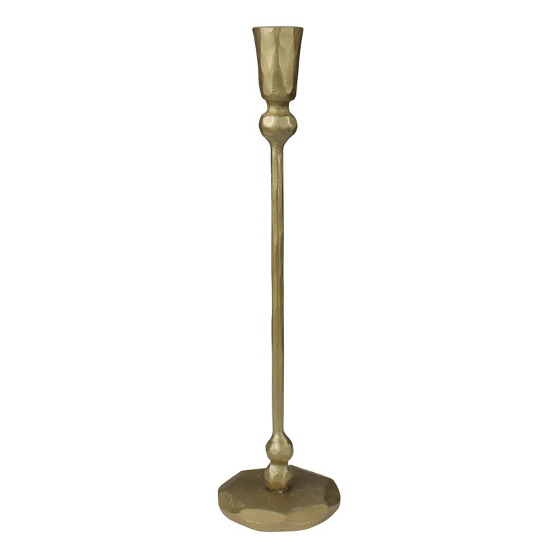 Metal Tabletop Candlestick, 12" H x 3" W x 3" D