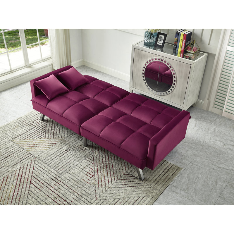Syliva 80" Square Arm Sleeper Sofa Bed, Red
